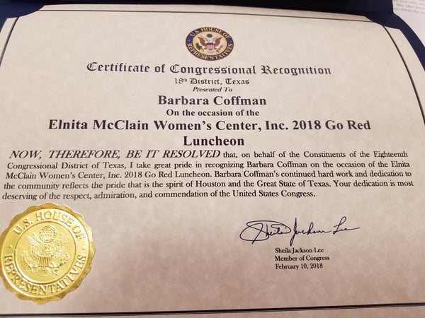 certificate of congressional recognition