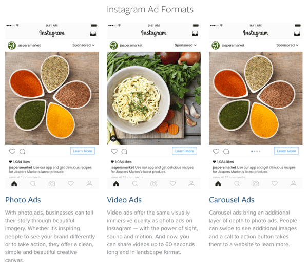 Instagram ad formats