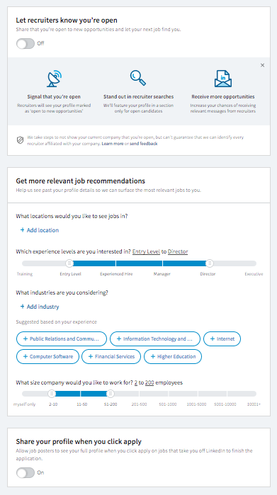 Linkedin Preferences